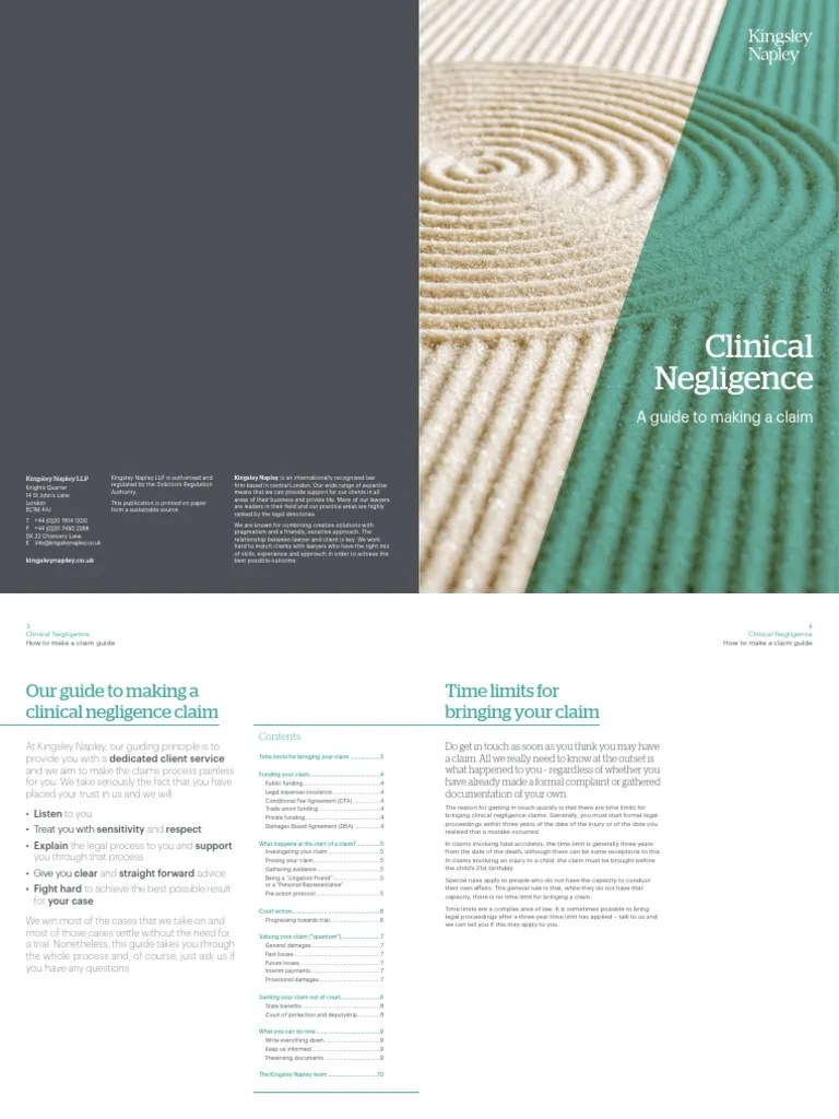 Clinical Negligence A Guide To Making A Claim | Download Free PDF | Damages | Costs In English Law