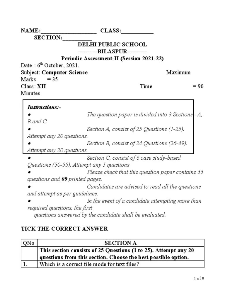 12 CS Pa2 06102021 1 | PDF | C (Programming Language) | Text File