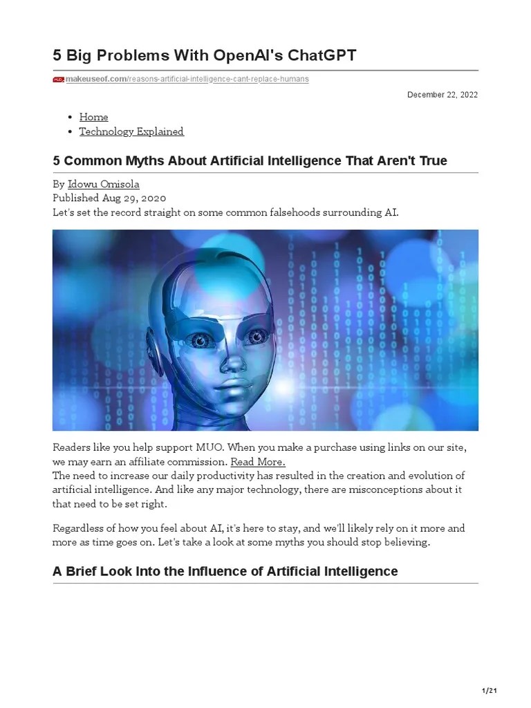 5 Big Problems With OpenAIs ChatGPT | PDF | Artificial Intelligence ...