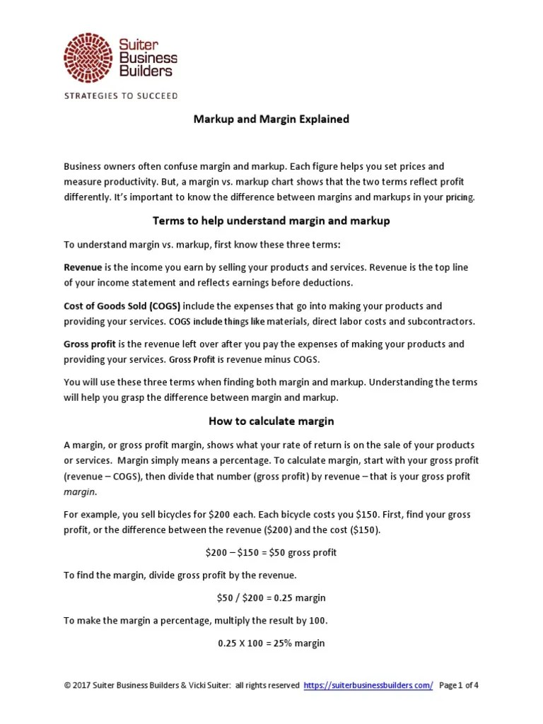 Markup And Margin Explained | PDF | Cost Of Goods Sold | Private Sector