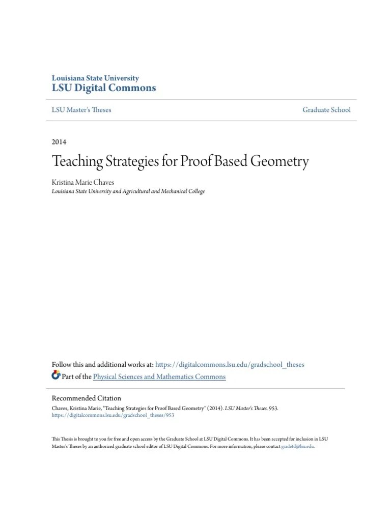 Teaching Strategies For Proof Based Geometry | Download Free PDF ...