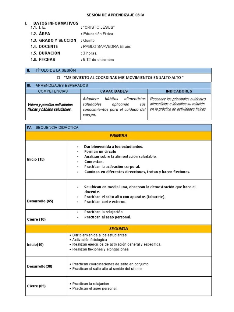 Sesion De Aprendizaje. 03 | PDF | Evaluación | Modificación De ...