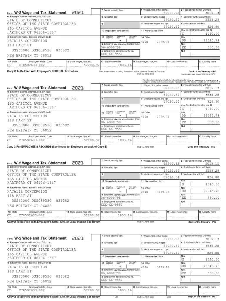 W-2 Wage And Tax Statement: I I I I | PDF | Irs Tax Forms | Payroll Tax