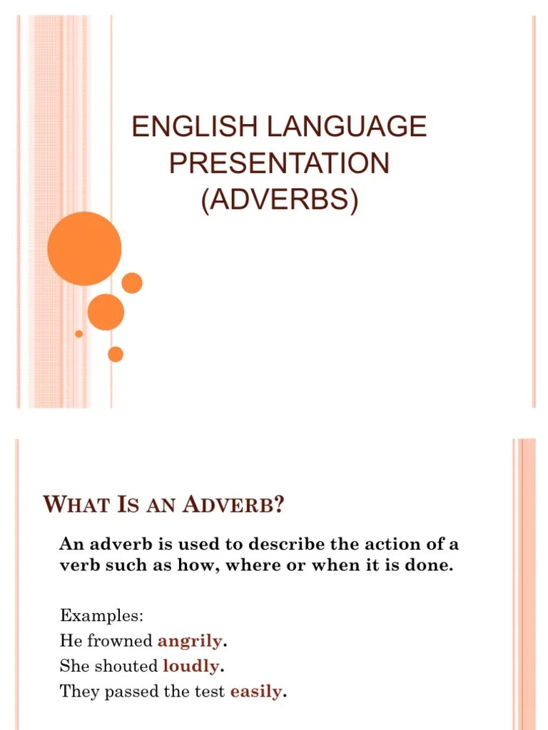 Presentation Adverb | PDF | Adverb | Verb