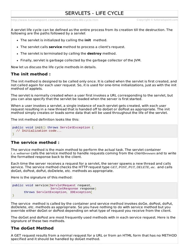 Servlets Life Cycle | PDF | Networking | Internet & Web