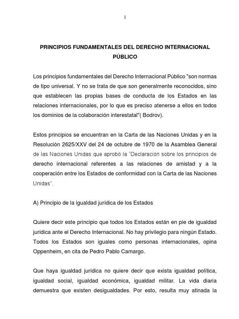 Principios Fundamentales Del Derecho Internacional Público | PDF