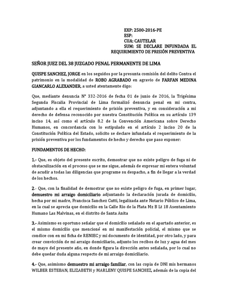 Infundado El Requerimiento De Prisión Preventiva | PDF | Ley Procesal | Derecho Penal