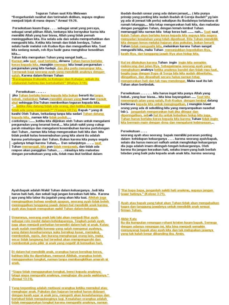 Renungan TentangTeguran Tuhan Saat Kita Melawan | PDF
