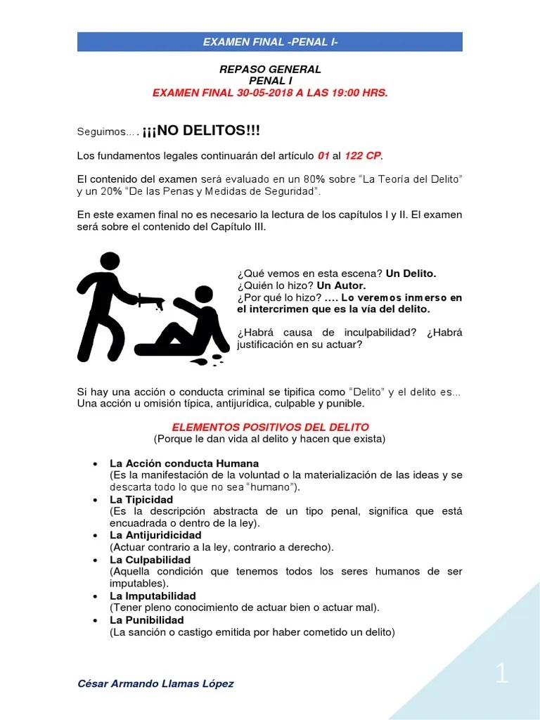 Repaso General - Penal I - Examen Final | PDF | Derecho Penal | Perdón