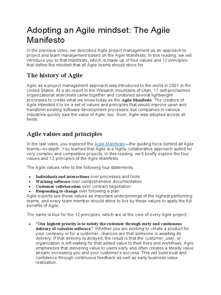 The Agile Manifesto | PDF | Agile Software Development | Communication