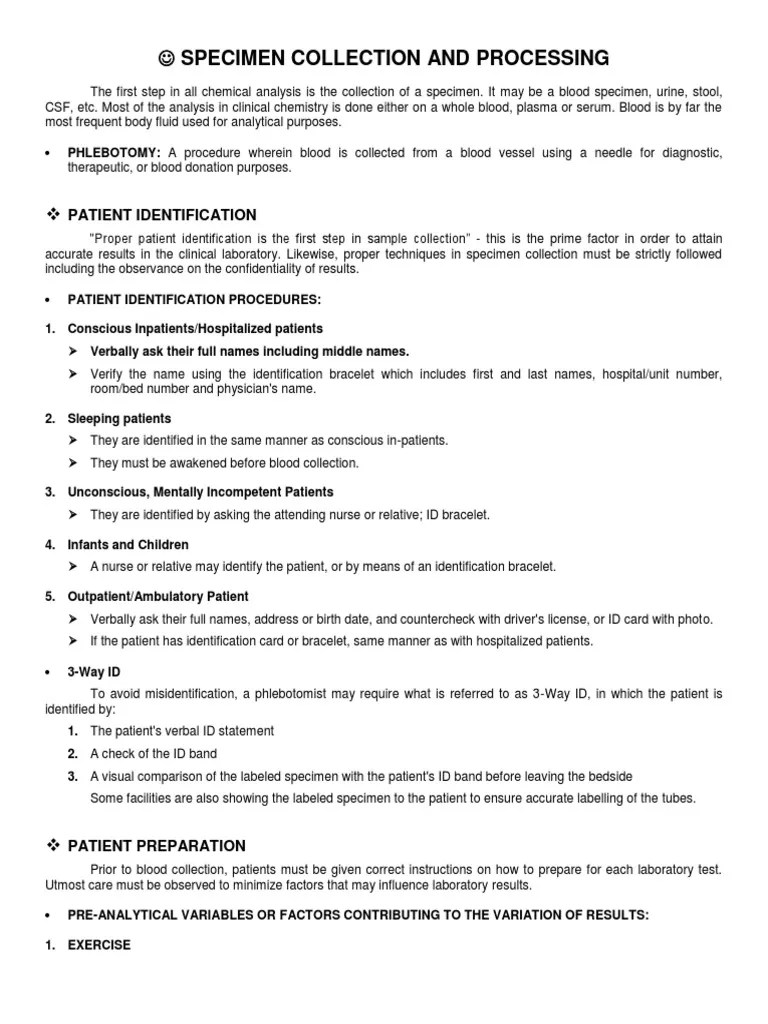 Module 3-Specimen Collection And Processing | PDF | Blood Plasma | Coagulation