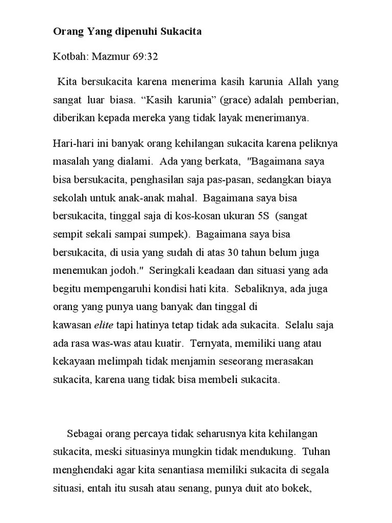 Sukacita Dalam Tuhan | PDF