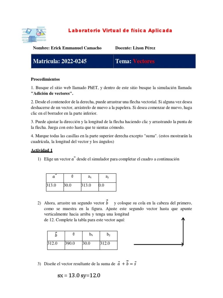 Practica 1 Vectores E | PDF | Vector Euclidiano | Matemáticas