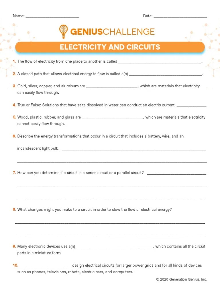 GG Electricity And Circuits Quiz | PDF