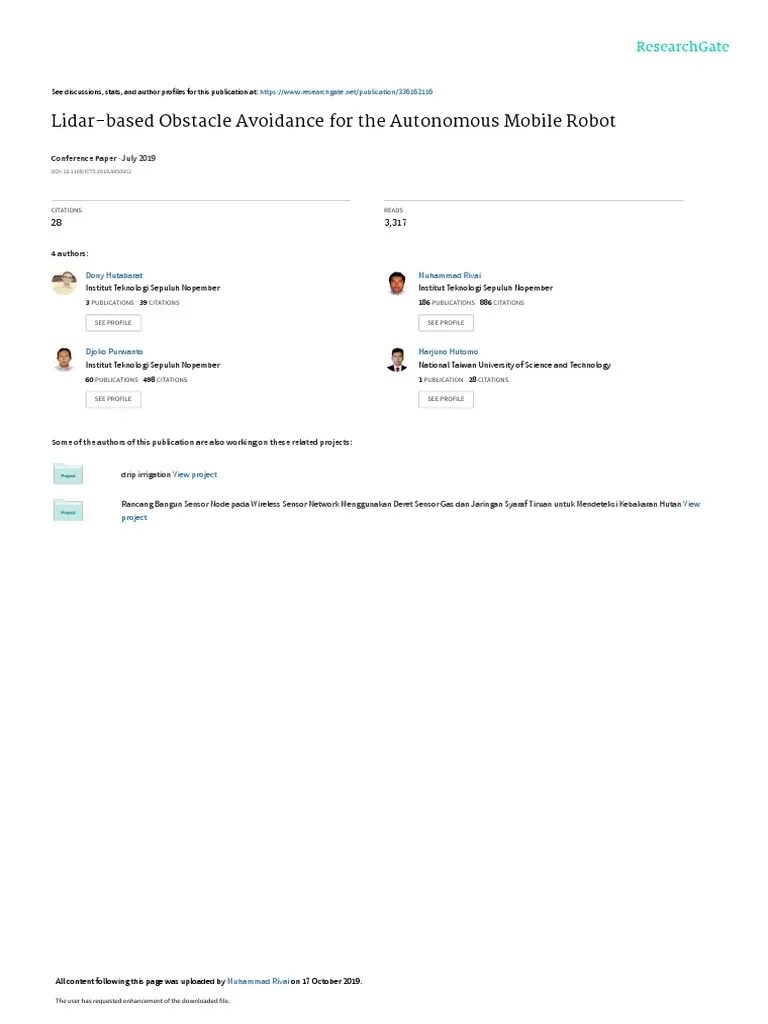 Lidar-Based Obstacle Avoidance For The Autonomus Robot | PDF | Lidar | Computing