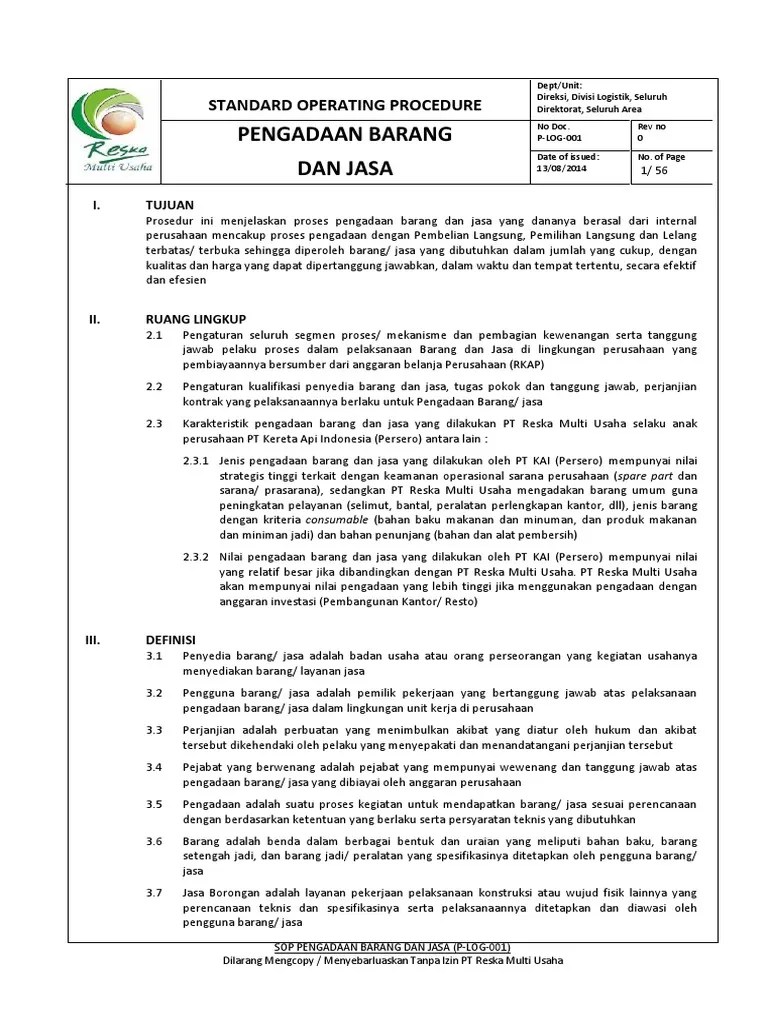 SOP Pengadaan Barang Dan Jasa | PDF