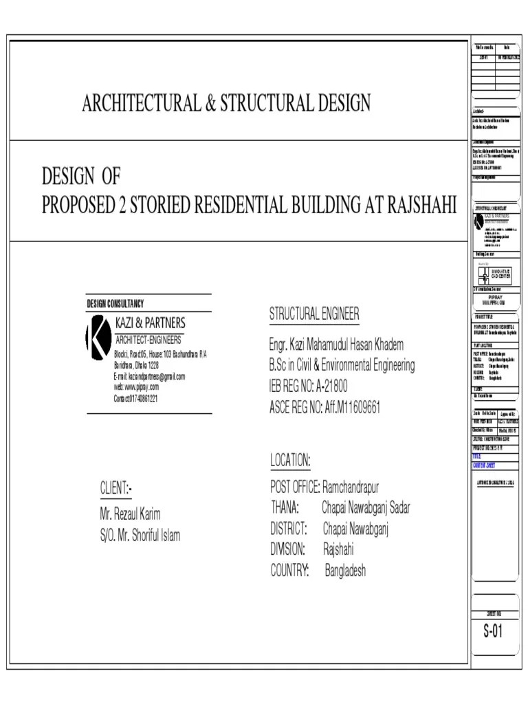 Design Of Proposed 2 Storied Residential Building | PDF | Engineering