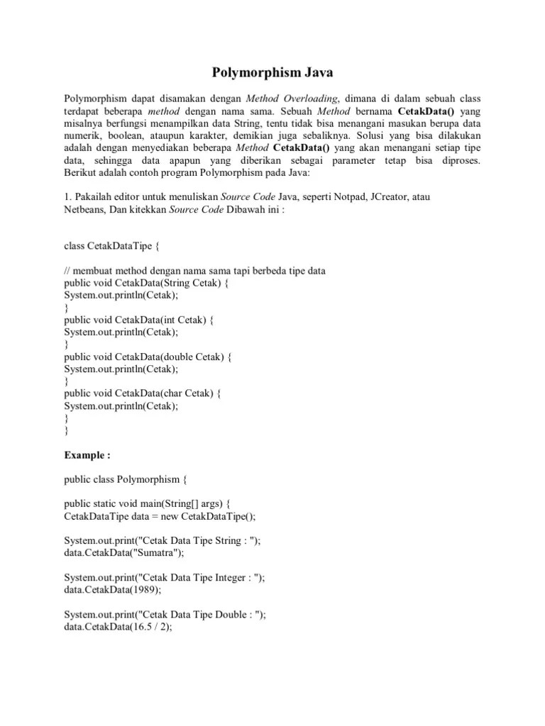 Polymorphism Java | PDF