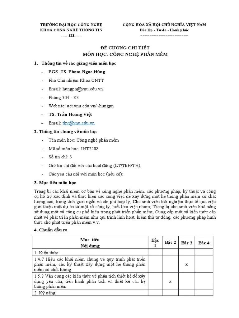 INT2208 - Cong Nghe Phan Mem - VI - 2020 | PDF