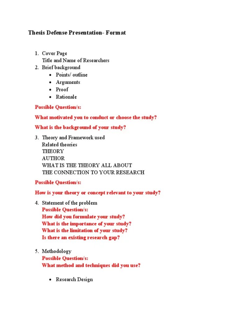 Thesis Defense Presentation Format | PDF | Methodology | Theory