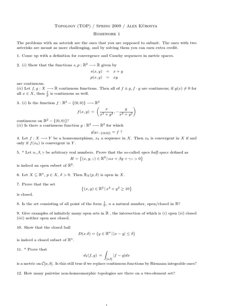 HW 1 | Download Free PDF | Continuous Function | Limit (Mathematics)
