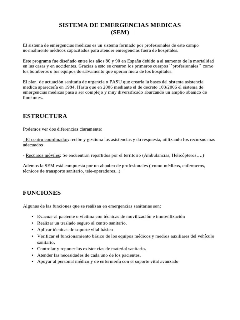Sistema Emergencias Medicas (SEM) | PDF