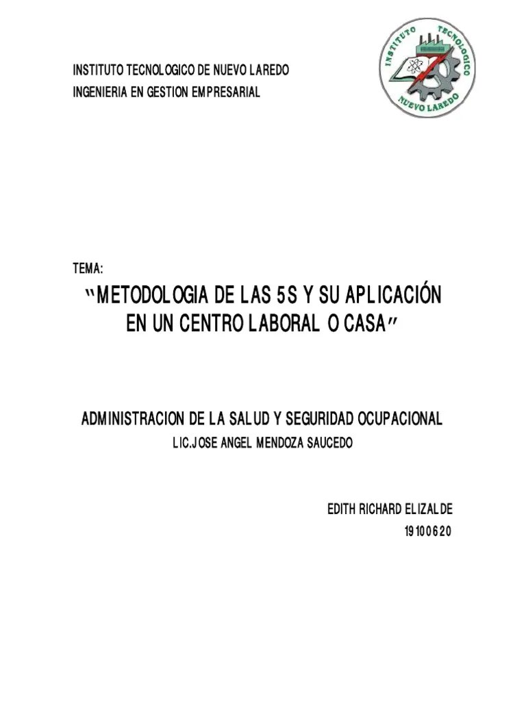 Metodologia De Las 5S Y Su Aplicación: En Un Centro Laboral O Casa ...