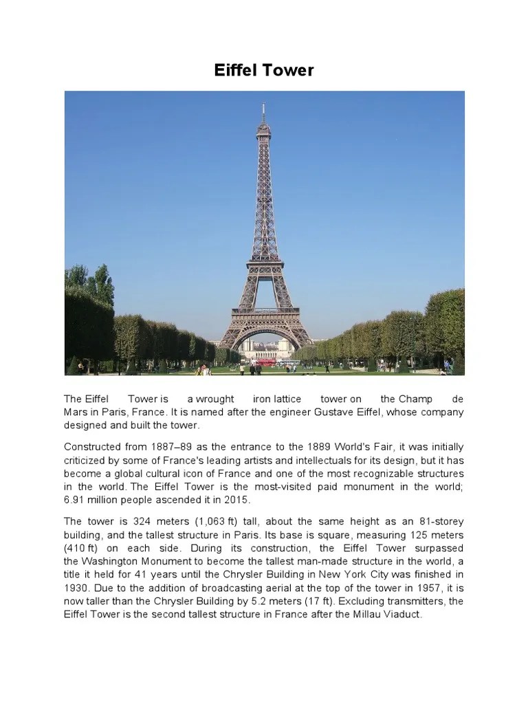 The Architectural Marvel Of The Eiffel Tower: A Detailed Examination Of ...