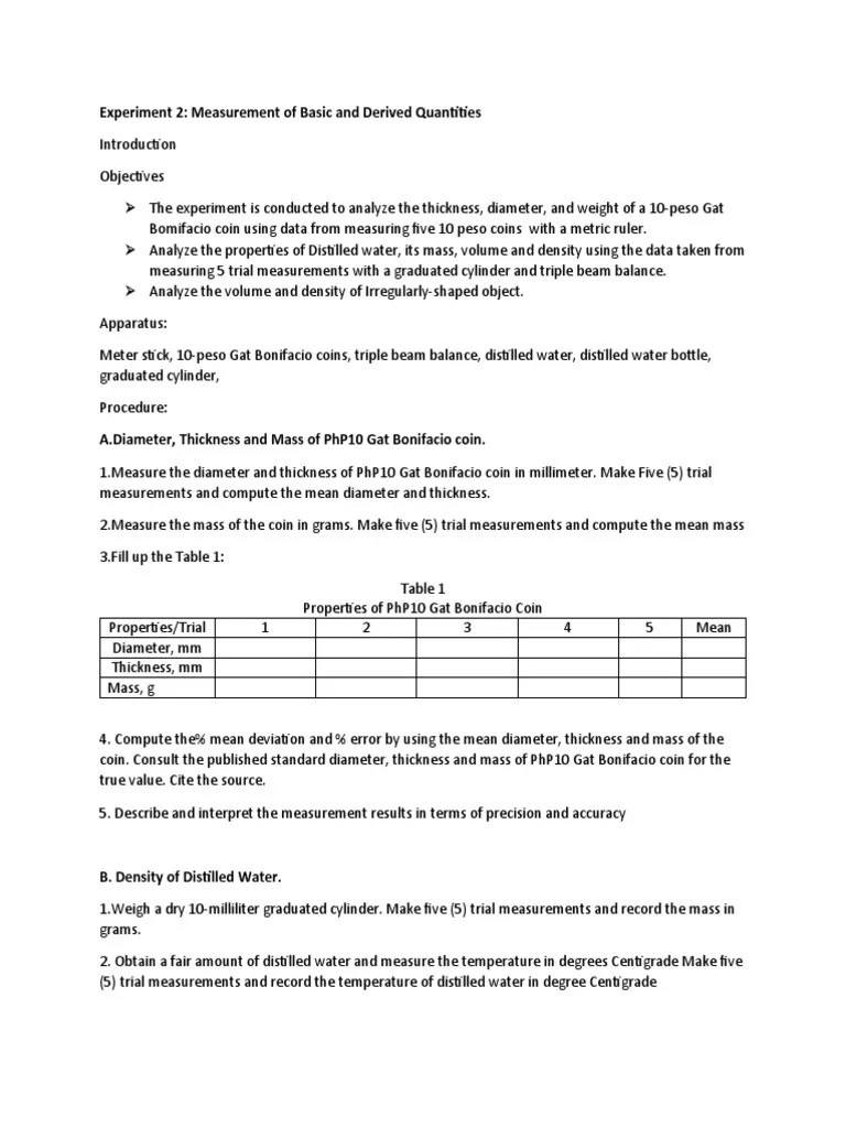 Experiment No.2 | PDF | Measurement | Density