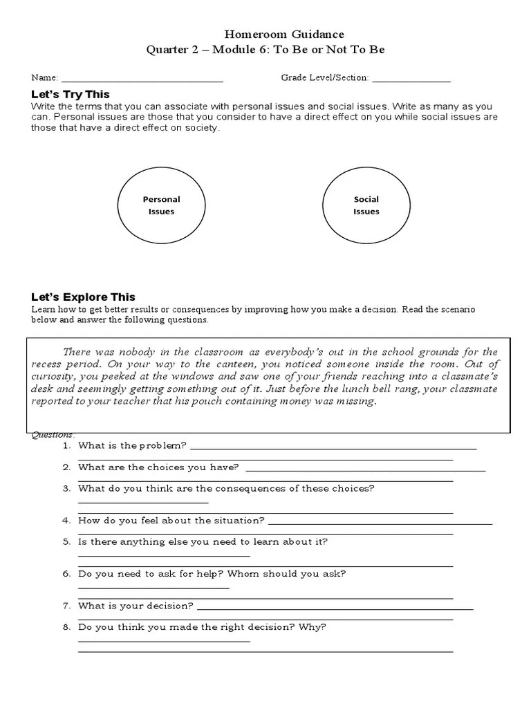 Homeroom Guidance.Q2.Module 6 | PDF | Decision Making | Psychology