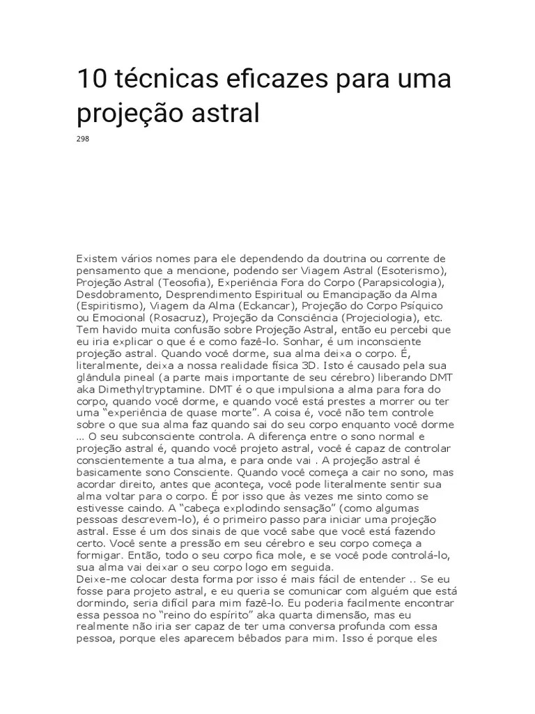 10 Técnicas Eficazes Para Uma Projeção Astral Pdf Projeção Astral