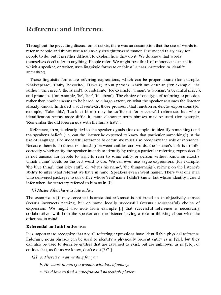 Reference And Inference | PDF | Semantics | Syntax