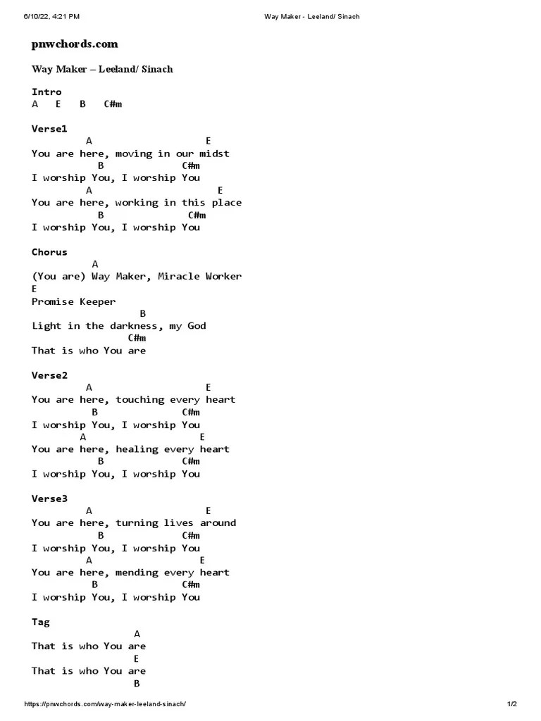 Way Maker - Leeland - Sinach | PDF