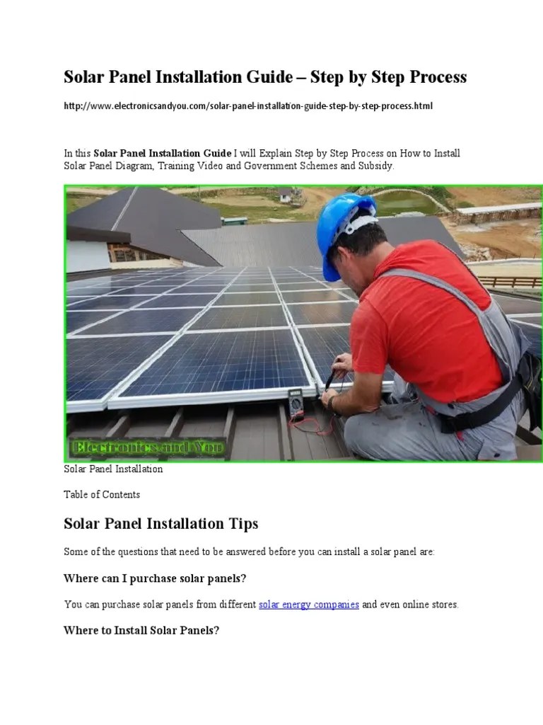 Solar Panel Installation Guide | PDF | Solar Power | Photovoltaics