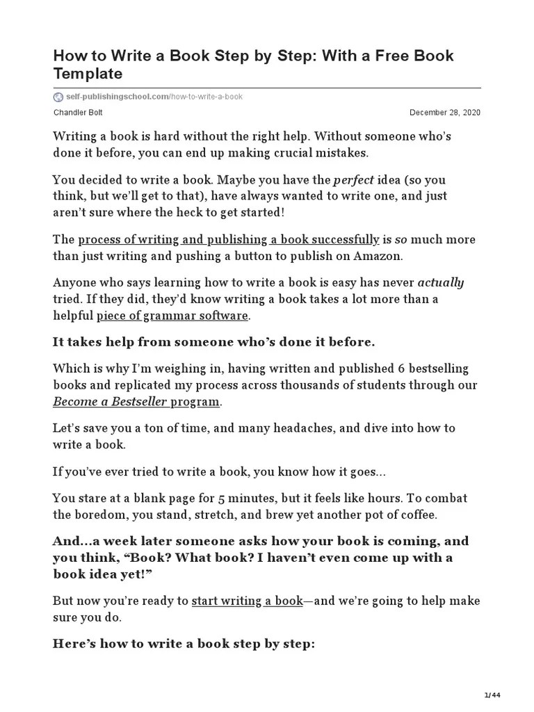 How To Write A Book Step By Step With A Free Book Template | PDF ...