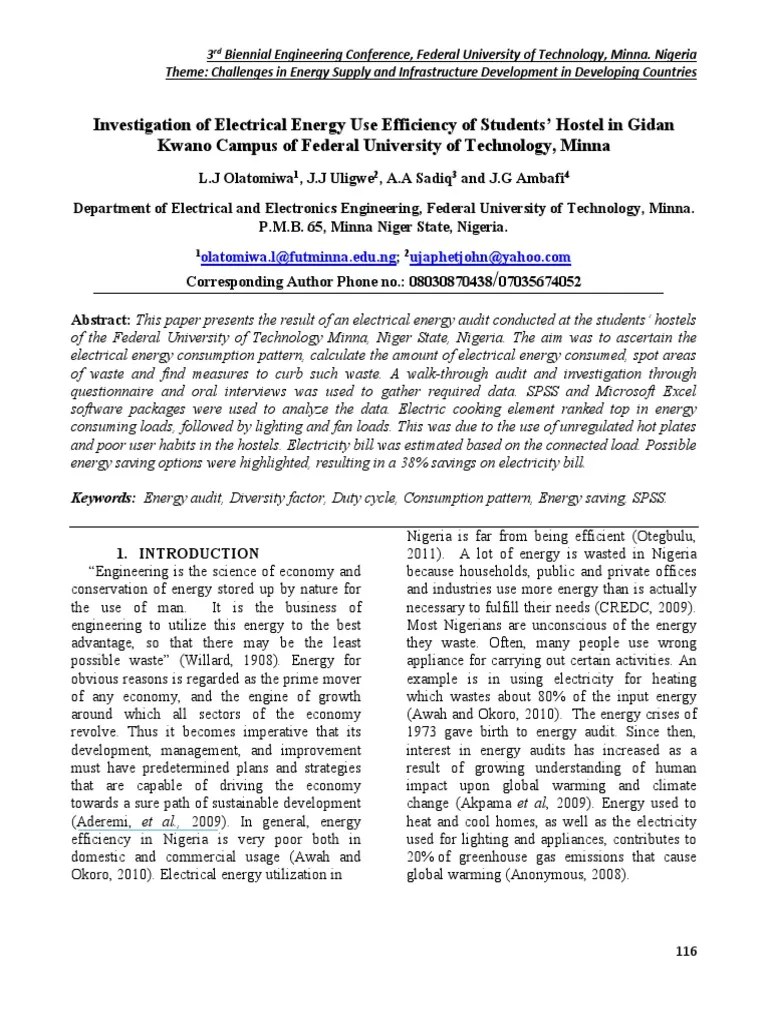 Investigation Of Electrical Energy Use E | PDF | Efficient Energy Use | Energy Conservation