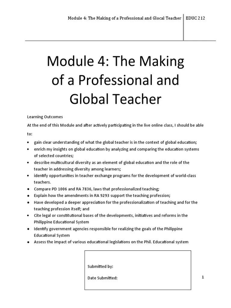 Preparing Globally Competitive Teachers: Understanding ...