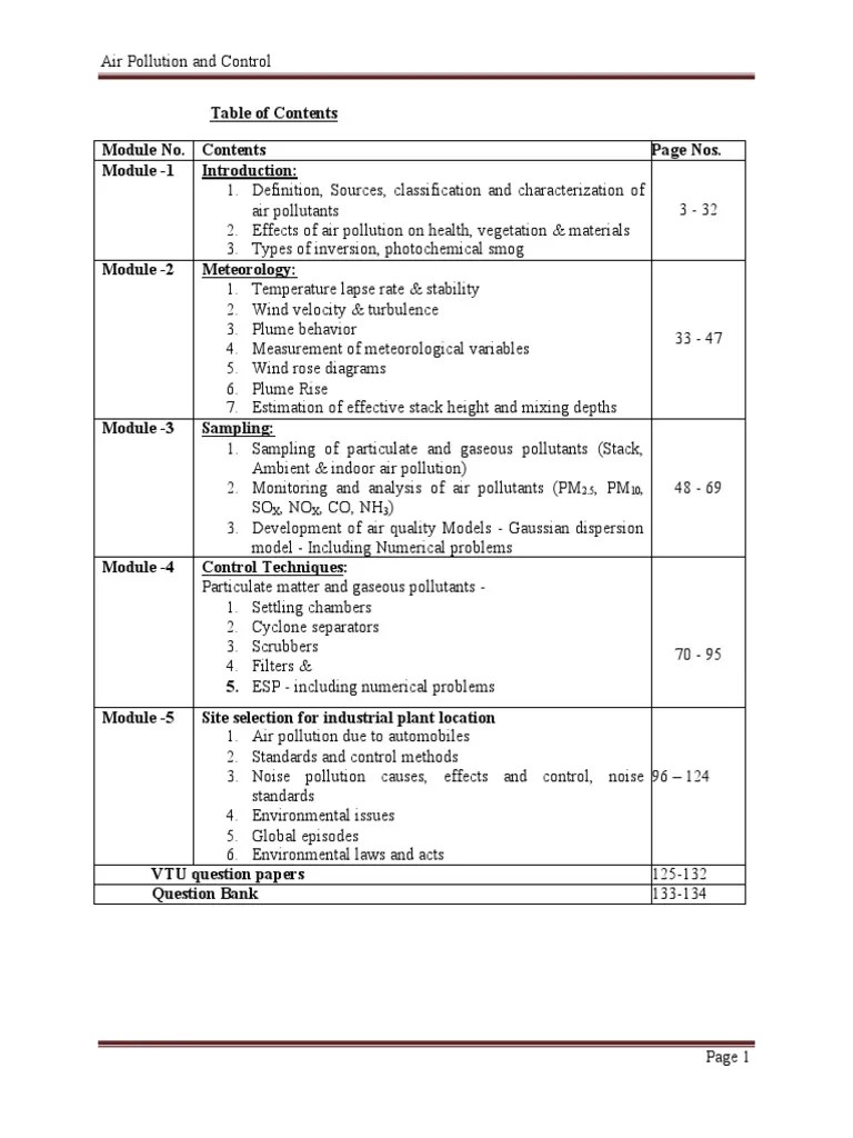 Introduction To Air Pollution And Control | PDF | Air Pollution | Particulates