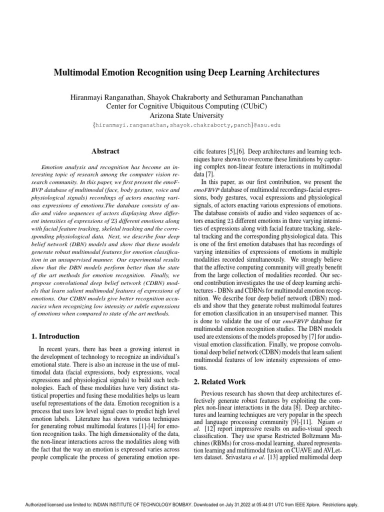 Deep Learning For Emotion Recognition | PDF | Deep Learning | Emotions