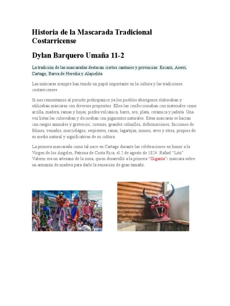 Historia De La Mascarada Tradicional Costarricense | PDF