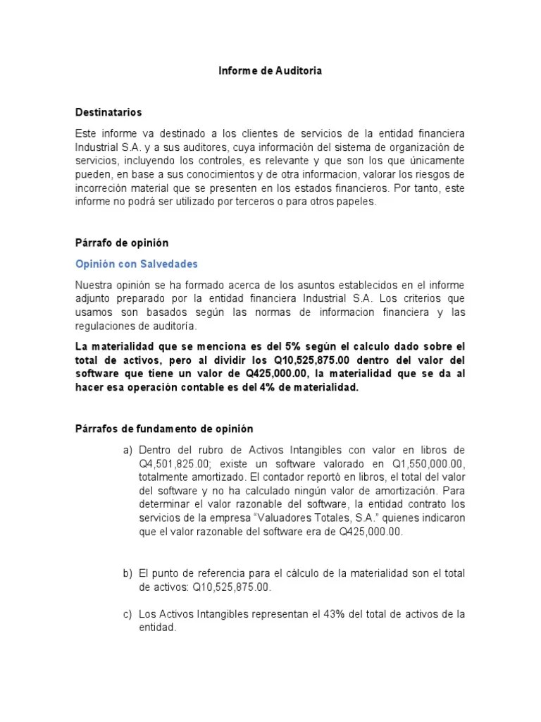 Informe De Auditoria | PDF | Auditoría | Contabilidad