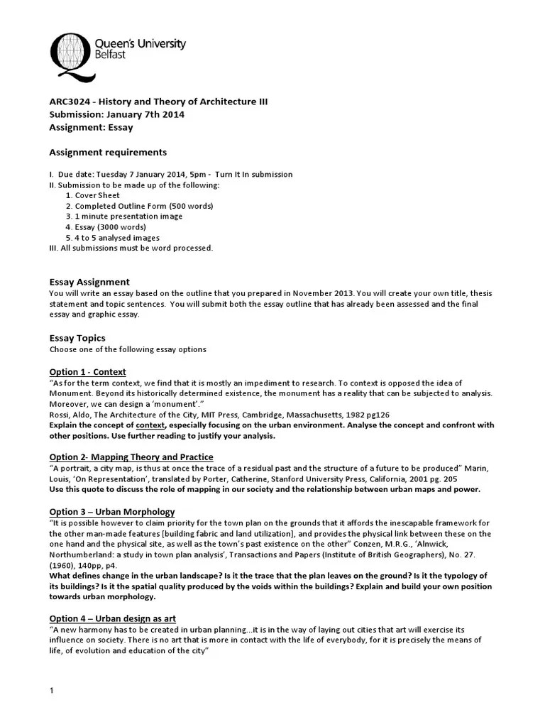 History And Theory Of Architecture III Essay Assignment 2013 | PDF | Essays | Turnitin