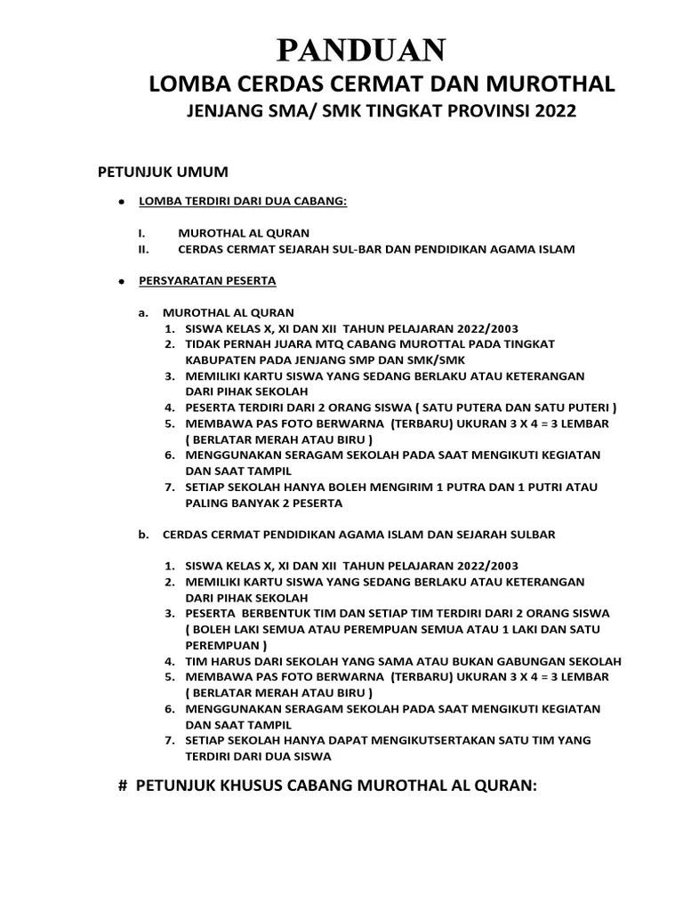 Panduan Lomba Cerdas Cermat | PDF