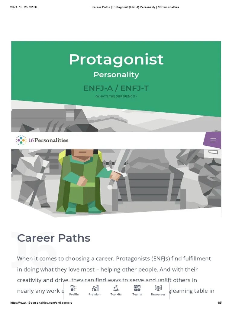 Career Paths - Protagonist (ENFJ) Personality - 16personalities | PDF ...
