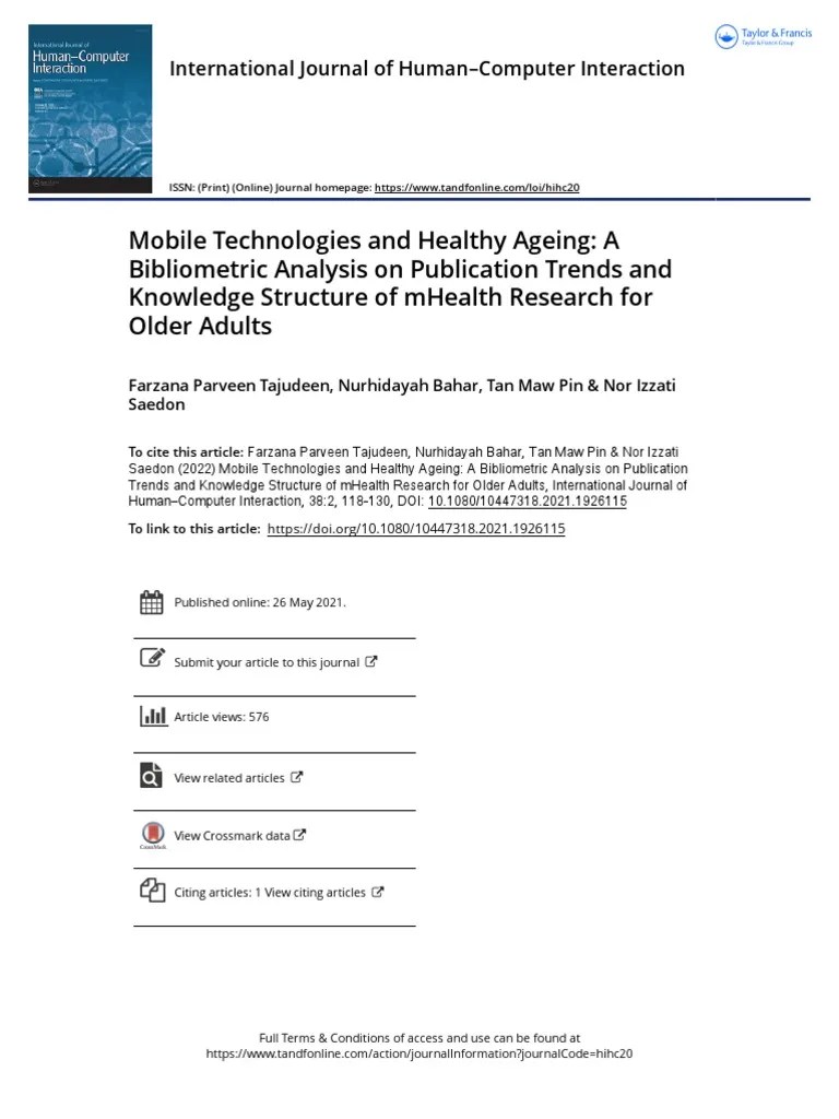 Mobile Technologies And Healthy Ageing A Bibliometric Analysis On ...