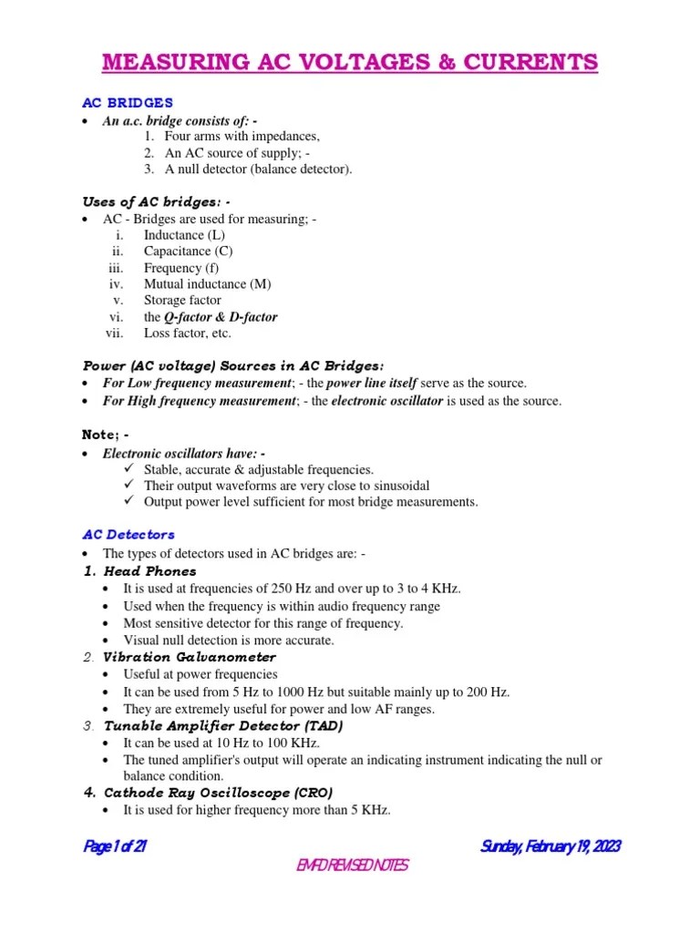 4 - Measurement Of Ac Voltages And Currents | PDF | Rectifier | Transformer
