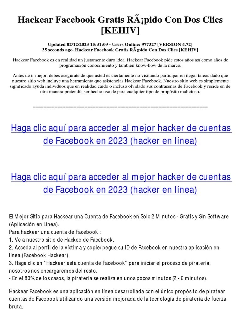 Hackear Facebook Gratis Rapido Con Dos Clics 4a3hc215bh | PDF ...