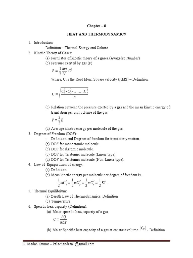 Heat And Thermodynamics-8 | PDF | Gases | Heat