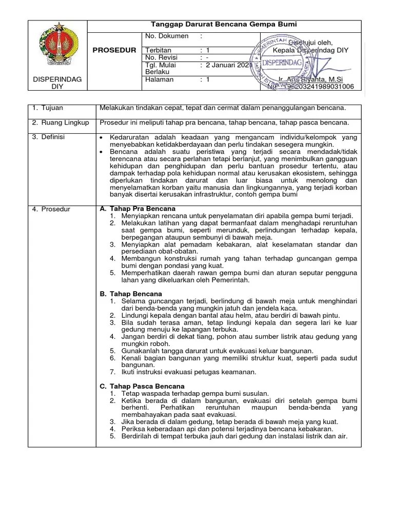 SOP Tanggap Darurat Bencana | PDF