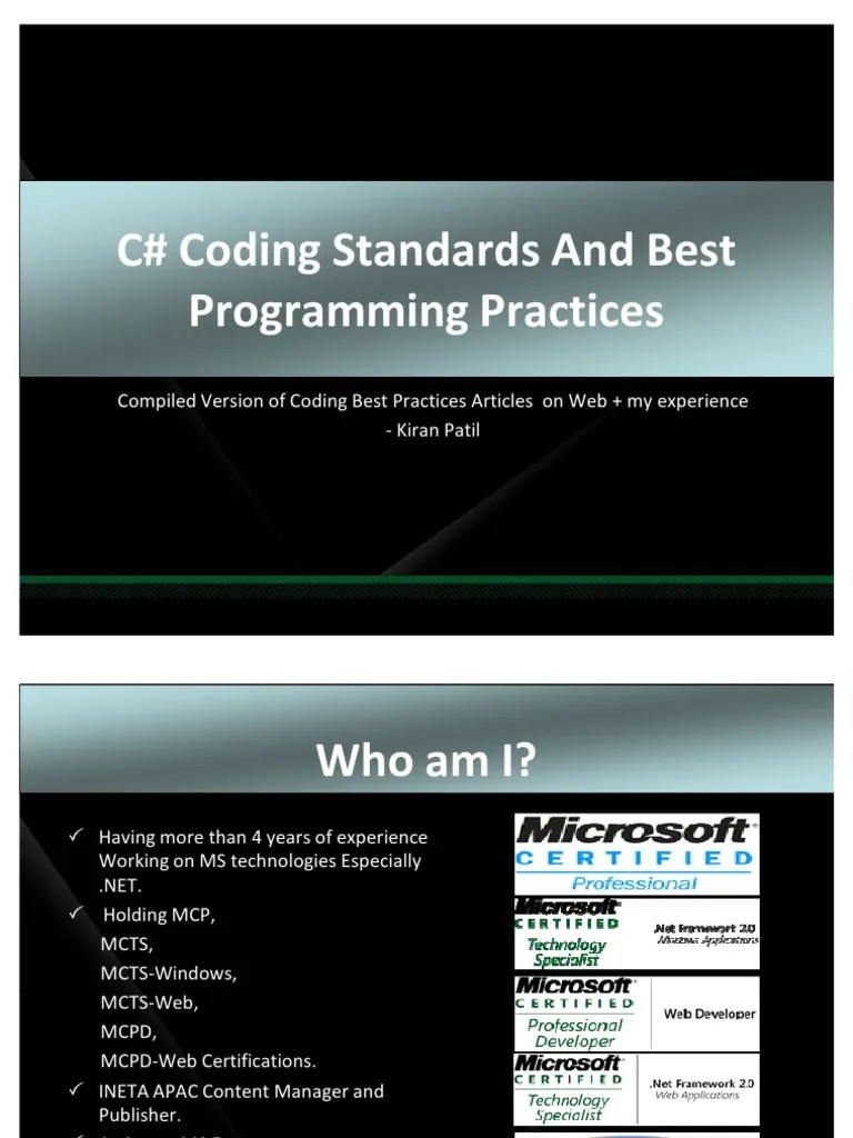 C# Coding Standards And Best Programming Practices | PDF | Computer ...
